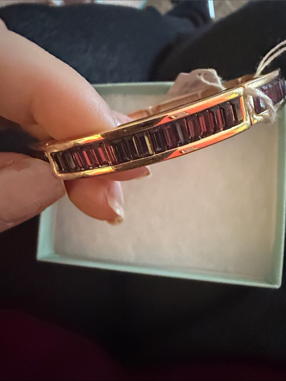 Park Lane Gold-Tone Bangle with Deep Purple Baguette Stones